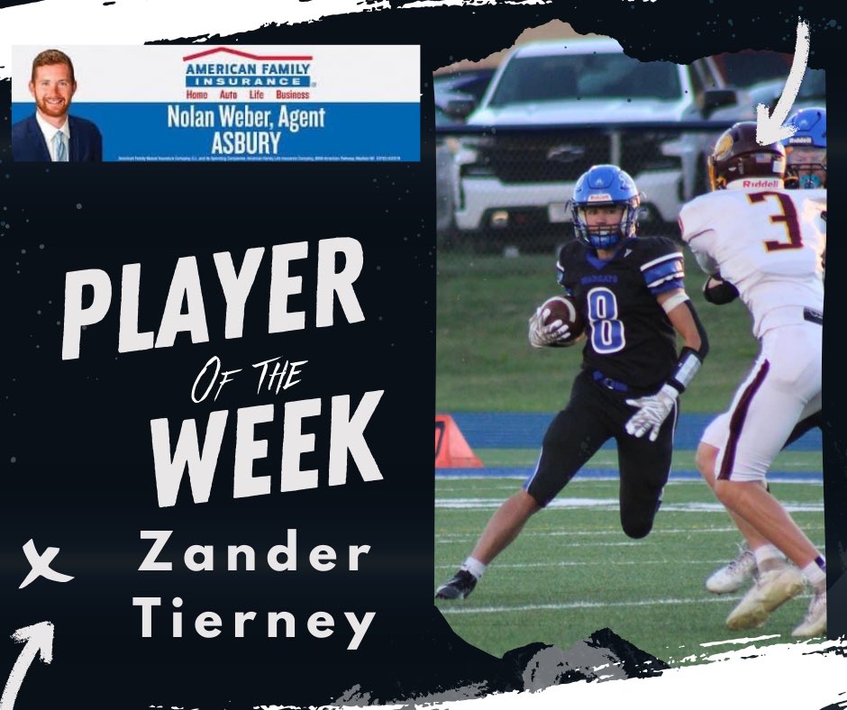 Nolan Weber - American Family Insurance Prime Time Performance of the Night goes to Zander Tierney from East Dubuque/Southwestern WarCats. 

Zander sliced and diced the Fennimore defense rushing for 196 yards and four touchdowns. He was also all over the field on defense