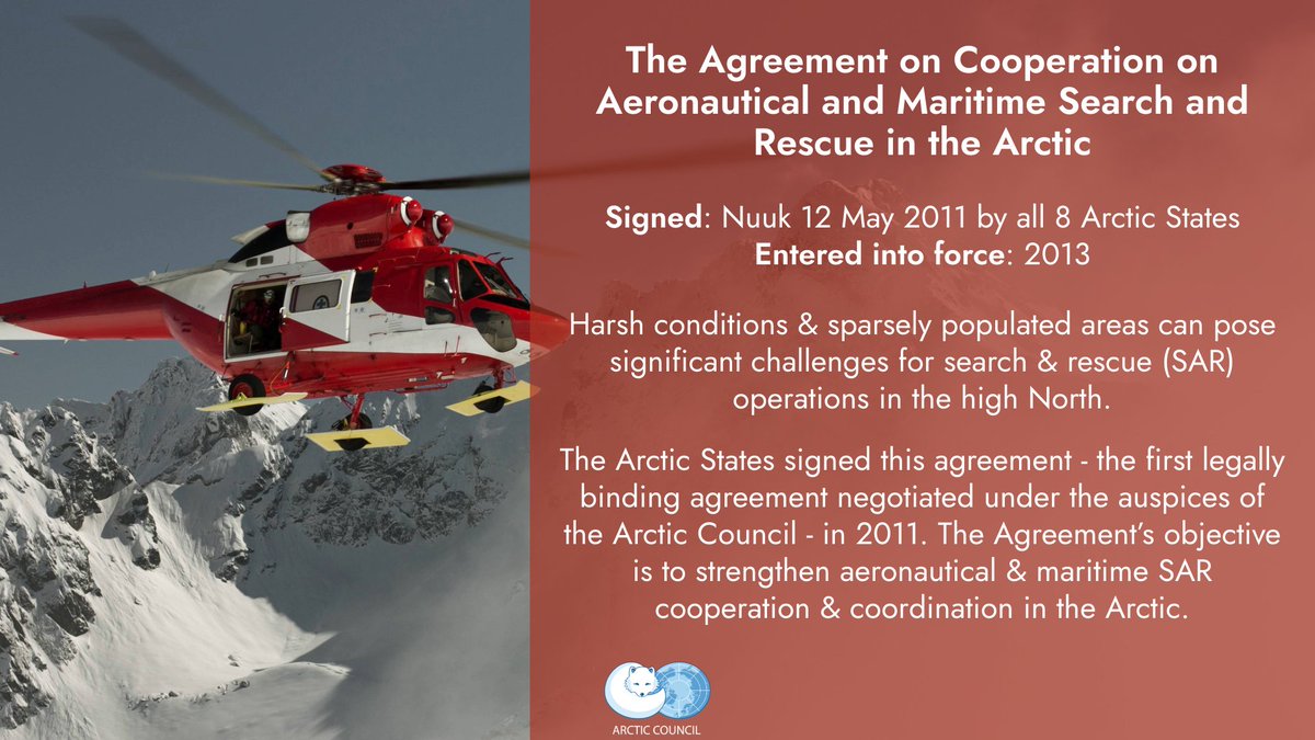 Arctic Council (@arcticcouncil) on Twitter photo As traffic in the Arctic increases, so does the risk for accidents.
In 2011, Arctic States signed an agreement on search & rescue in the Arctic to improve cooperation & coordination in the case of incidents. Our <a href="/EPPR_Arctic/">Emergency Prevention, Preparedness and Response</a> Working Group supports & implements the agreement. As traffic in the Arctic increases, so does the risk for accidents.
In 2011, Arctic States signed an agreement on search & rescue in the Arctic to improve cooperation & coordination in the case of incidents. Our <a href="/EPPR_Arctic/">Emergency Prevention, Preparedness and Response</a> Working Group supports & implements the agreement.