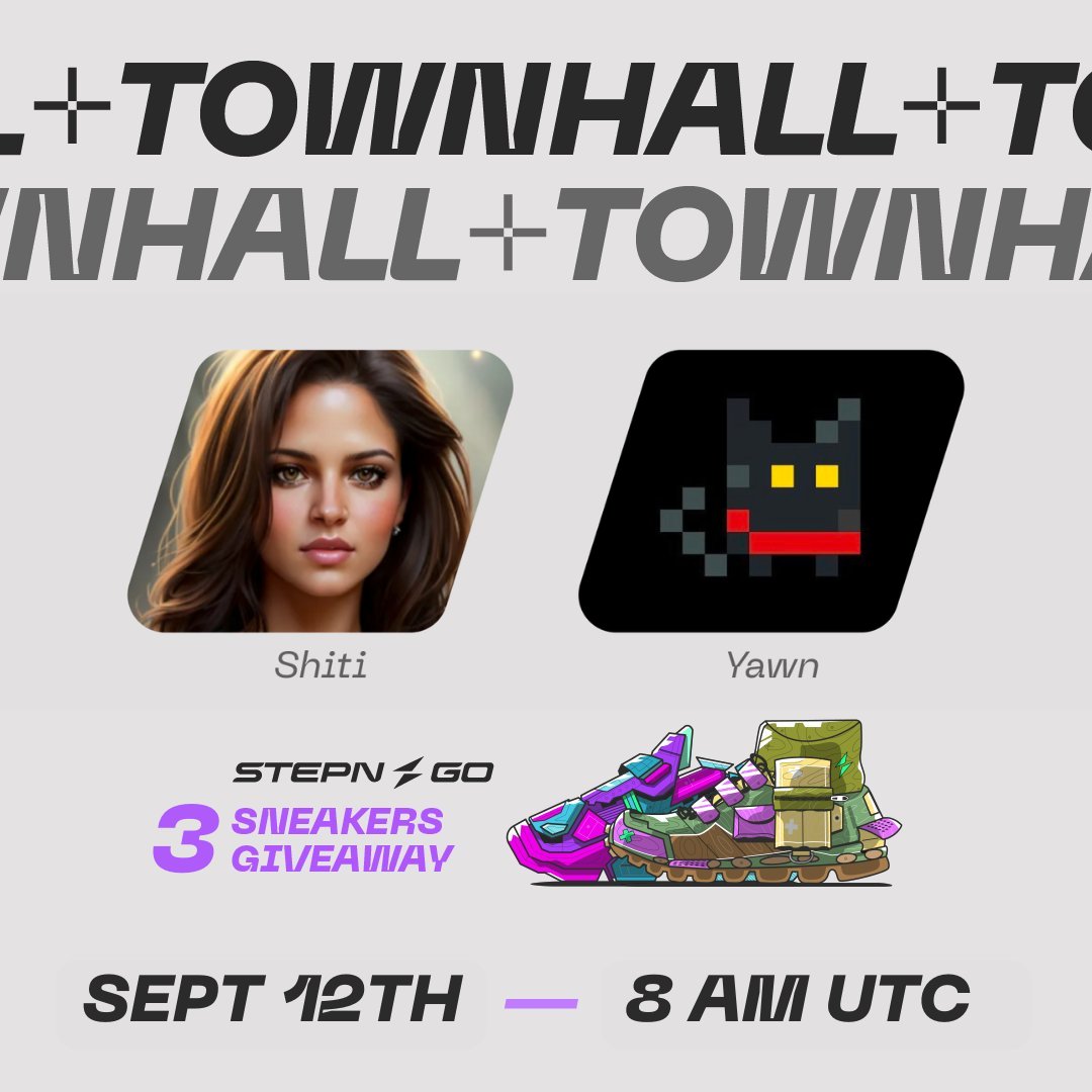 STEPN GO (@stepnofficial) on Twitter photo It's time for our monthly #STEPN and #STEPNGO Townhall 🎙️
<a href="/shitirastogi/">Shiti</a> and <a href="/yawn_rong/">Yawn Rong | We’re Hiring!</a> have a lot to cover, including the STEPN GO Beta Test and maybe some #STEPNEMBER3 alpha 👀
🗓️ September 12, 8 AM UTC
🔗 x.com/i/spaces/1PlJQ…
We'll be giving away 2 STEPN GO Sneakers! All It's time for our monthly #STEPN and #STEPNGO Townhall 🎙️
<a href="/shitirastogi/">Shiti</a> and <a href="/yawn_rong/">Yawn Rong | We’re Hiring!</a> have a lot to cover, including the STEPN GO Beta Test and maybe some #STEPNEMBER3 alpha 👀
🗓️ September 12, 8 AM UTC
🔗 x.com/i/spaces/1PlJQ…
We'll be giving away 2 STEPN GO Sneakers! All
