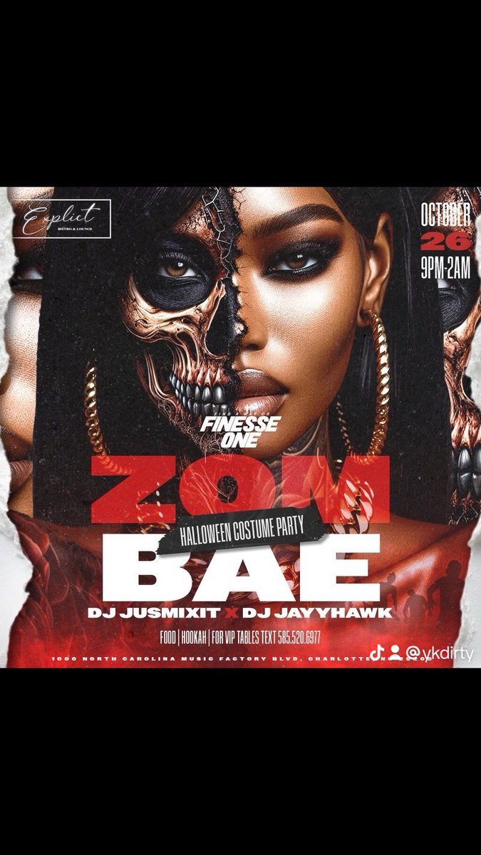 YKDIRTY's tweet image. ZOM-BAE 👻🍾 
🎟️TICKETS &amp;amp; VIP TABLES 🎃
📅Oct. 26th 2024
📍Explicit Bistro &amp;amp; Lounge, Charlotte, NC 
eventbrite.com/e/zom-bae-hall…