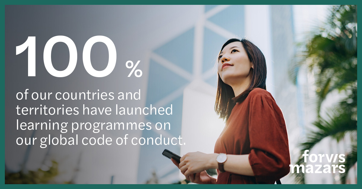[#ForvisMazarsForGood] We are driven by a shared sense of commitment, passion and drive to pursue our collective goals. Our global code of conduct ensures we always act with integrity while remaining accountable for everything we do. Find out more: forvismaza.rs/6019mKkpf