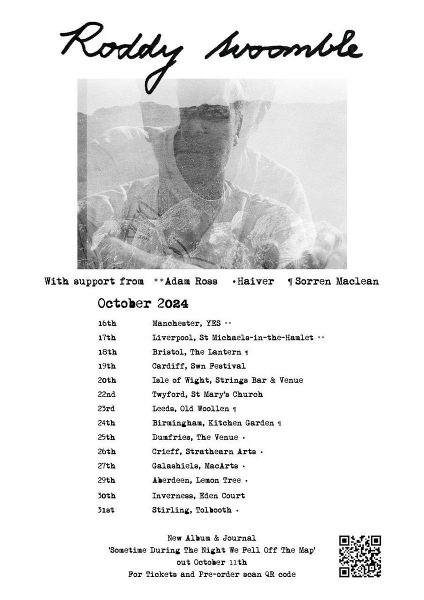 Start my tour of Mull &amp; Iona this week. Mull shows sold out, and only a handful left for Iona. I’m playing with a five piece band and will play lots of songs from my upcoming record! 

Follow link to buy tour tickets and pre-order album &amp; journal…

linktr.ee/roddywoomble?u…