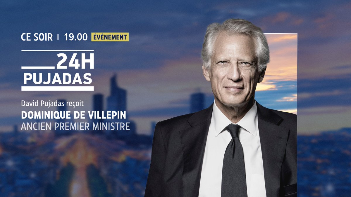LCI (@lci) on Twitter photo 🔴𝐂𝐞 𝐬𝐨𝐢𝐫, lundi 9 septembre, 𝐬𝐮𝐫 𝐋𝐂𝐈
🗣 𝐃𝐨𝐦𝐢𝐧𝐢𝐪𝐮𝐞 𝐝𝐞 𝐕𝐢𝐥𝐥𝐞𝐩𝐢𝐧 (<a href="/Villepin/">Dominique de Villepin</a>), ancien Premier ministre, sera 𝐋'𝐈𝐧𝐯𝐢𝐭𝐞́ 𝐝𝐞 <a href="/24hPujadas/">24h Pujadas</a>, présenté par 𝐃𝐚𝐯𝐢𝐝 𝐏𝐮𝐣𝐚𝐝𝐚𝐬 (<a href="/DavidPujadas/">David Pujadas</a>) 
📺 RDV à 𝟏𝟗𝐡 sur le 𝐜𝐚𝐧𝐚𝐥 𝟐𝟔 🔴𝐂𝐞 𝐬𝐨𝐢𝐫, lundi 9 septembre, 𝐬𝐮𝐫 𝐋𝐂𝐈
🗣 𝐃𝐨𝐦𝐢𝐧𝐢𝐪𝐮𝐞 𝐝𝐞 𝐕𝐢𝐥𝐥𝐞𝐩𝐢𝐧 (<a href="/Villepin/">Dominique de Villepin</a>), ancien Premier ministre, sera 𝐋'𝐈𝐧𝐯𝐢𝐭𝐞́ 𝐝𝐞 <a href="/24hPujadas/">24h Pujadas</a>, présenté par 𝐃𝐚𝐯𝐢𝐝 𝐏𝐮𝐣𝐚𝐝𝐚𝐬 (<a href="/DavidPujadas/">David Pujadas</a>) 
📺 RDV à 𝟏𝟗𝐡 sur le 𝐜𝐚𝐧𝐚𝐥 𝟐𝟔