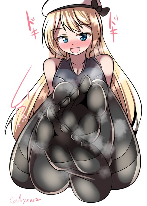 「私の足裏、そんなに興奮するの～?いっぱい嗅いでいいよー///」ムチムチスク水黒タイツジャーヴィスチャン進水日おめでとう!(連続1648日目    #艦これ版真剣お絵描き60分一本勝負_20240909#艦これ版深夜の真剣お絵描き60分一本勝負 #10000日チャレンジ #めび環んどろ #ジャーヴィス進水日 