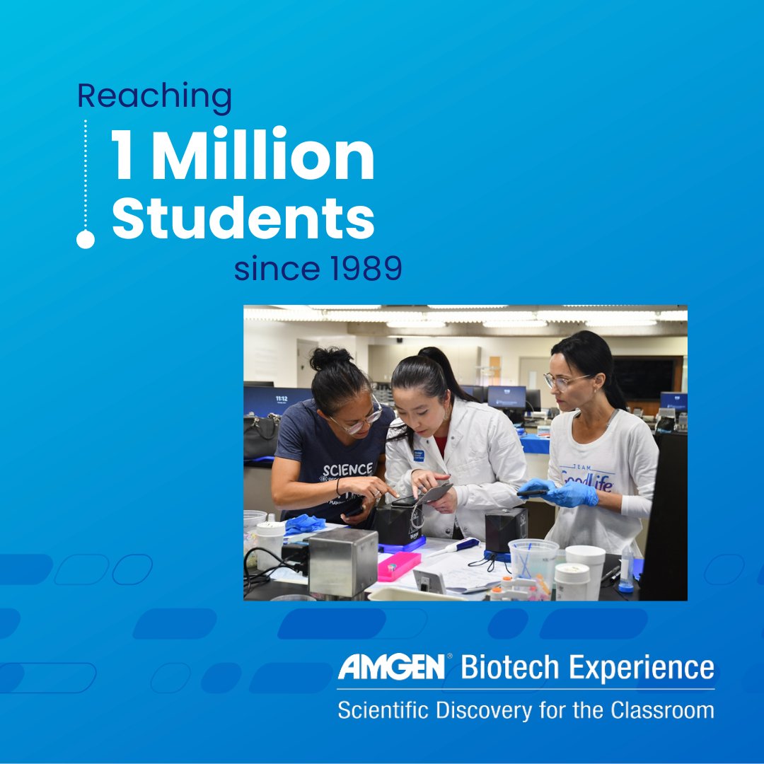 Amgen Canada is delighted to celebrate the Amgen Biotech Experience reaching one million students, including over 8,000 students in Canada. 

🔗amgen.ly/4cYJAk1

<a href="/AmgenFoundation/">Amgen Foundation</a> <a href="/UTM/">U of T Mississauga</a> 
#amgenbiotechexperience 
#AmgenFoundation 
#oneinamillion
#scienceneedseveryone