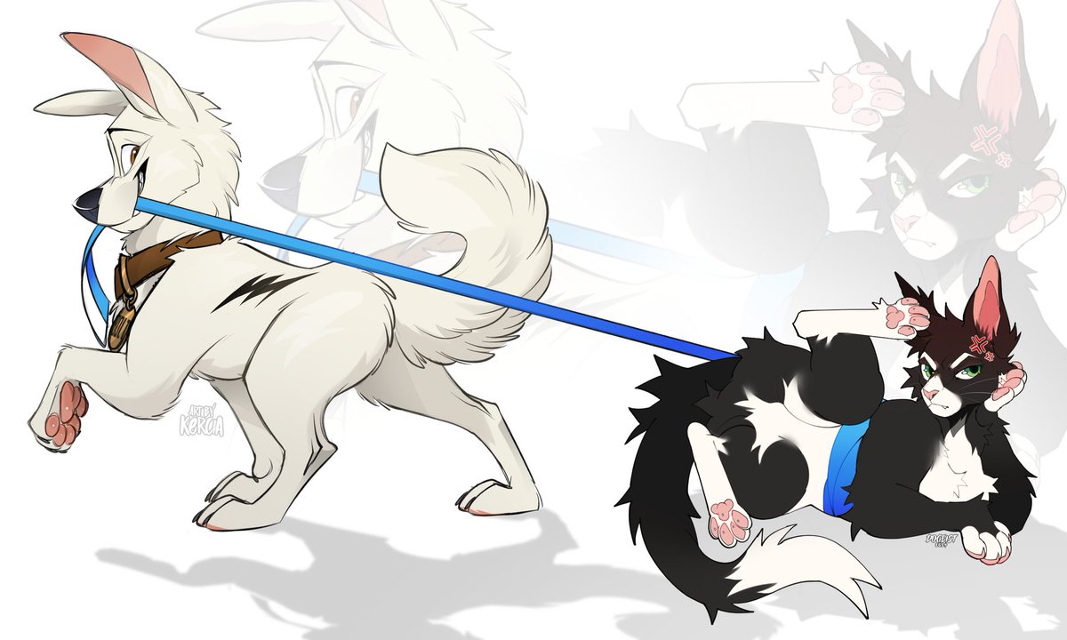 Collab art with my friend <a href="/dogeist_/">auzii🔞 | COMMS ON HOLD</a> 
I drew Bolt and she drew Mittens!