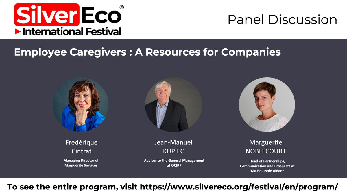 SilverEco.org/en (@silvereco_en) on Twitter photo “Employee #Caregivers : A Resources for Companies ”, a panel discussion with <a href="/OCIRP/">OCIRP - Engagés pour l'autonomie !</a> , #MargueriteServices and #MaBoussole #Aidants at the #SilverEco & #AgeingWell International Festival 2024!
Get your B2B pass : silvereco.org/pass/subscribe… “Employee #Caregivers : A Resources for Companies ”, a panel discussion with <a href="/OCIRP/">OCIRP - Engagés pour l'autonomie !</a> , #MargueriteServices and #MaBoussole #Aidants at the #SilverEco & #AgeingWell International Festival 2024!
Get your B2B pass : silvereco.org/pass/subscribe…