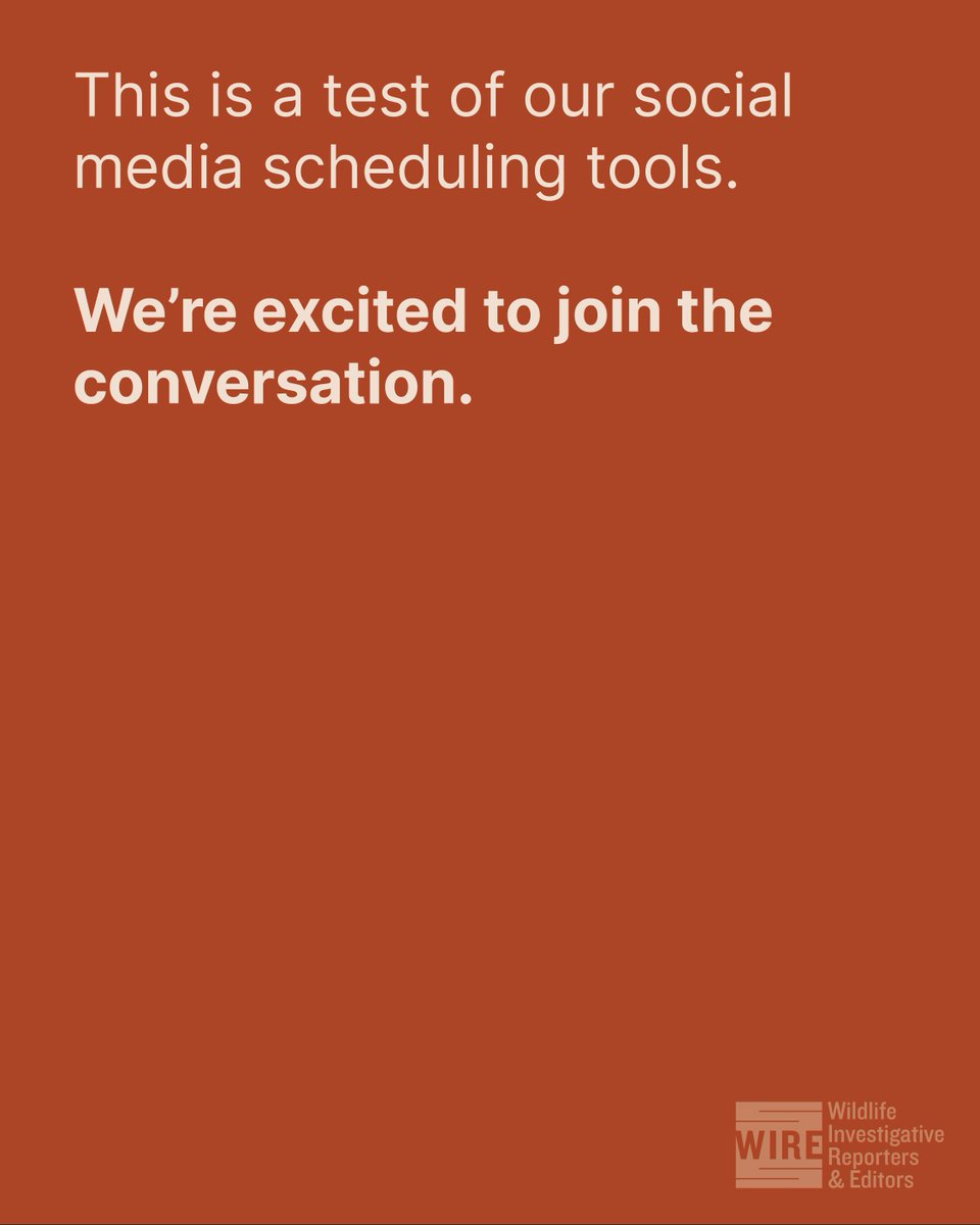 👋 We're WIRE! We're creating rigorous, compelling investigative journalism for the good of wildlife and society.

This is a test post for us. Learn more about us here: https:// buff.ly/3ZbCSE2