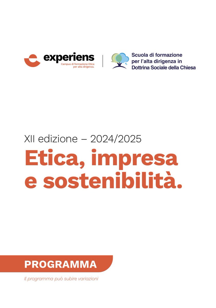 CattedraRosmini's tweet photo. Parte “experiens”, un nuovo modo di interpretare il ruolo dell'imprenditore, del manager e dell'amministratore, in continuazione con la “Scuola per l'alta dirigenza” fondata di Don Adriano Vincenzi insieme al Festival @DottrinaSociale: “Etica, impresa e sostenibilità”. @catt_ch https://t.co/2bgAEDOfhF