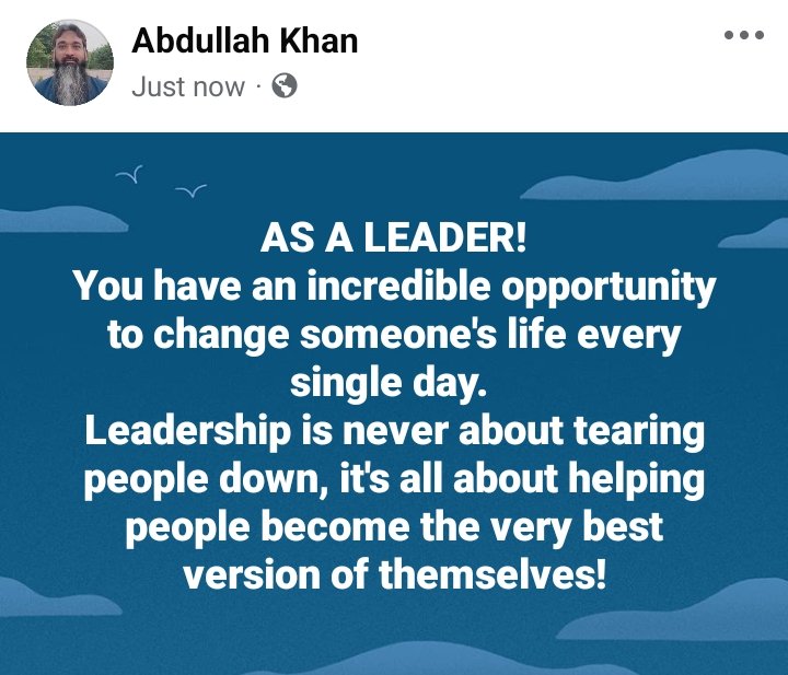 drabdullahrauf's tweet photo. True leadership is about empowering others!
 حقیقی قیادت دوسروں کو بااختیار بنانے کے بارے میں ہوتی ہے!

Let’s! Strive to lift people up and help them become their best selves!
آئیے! لوگوں کو اٹھانے اور ان کو بہترین بننے میں مدد دینے کی کوشش کریں! https://t.co/yTG8OSmM6l