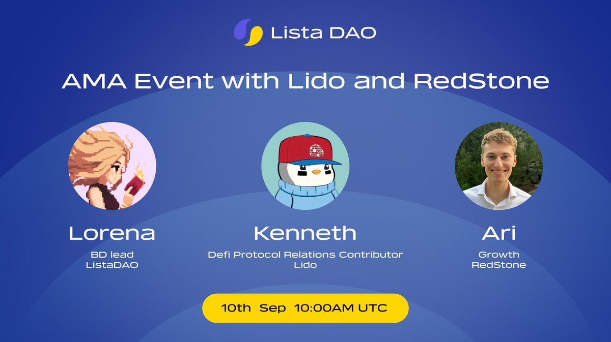 🎙AMA Announcement🎙

We’re excited to host an AMA with <a href="/LidoFinance/">Lido</a>
 and <a href="/redstone_defi/">RedStone ♦️</a>
 
Leave your questions in the comment section and get a share of $500 prize pool!

🗓 Date: September 10th 2024
⏰ Time: 10AM UTC
🔗: x.com/i/spaces/1YpJk…