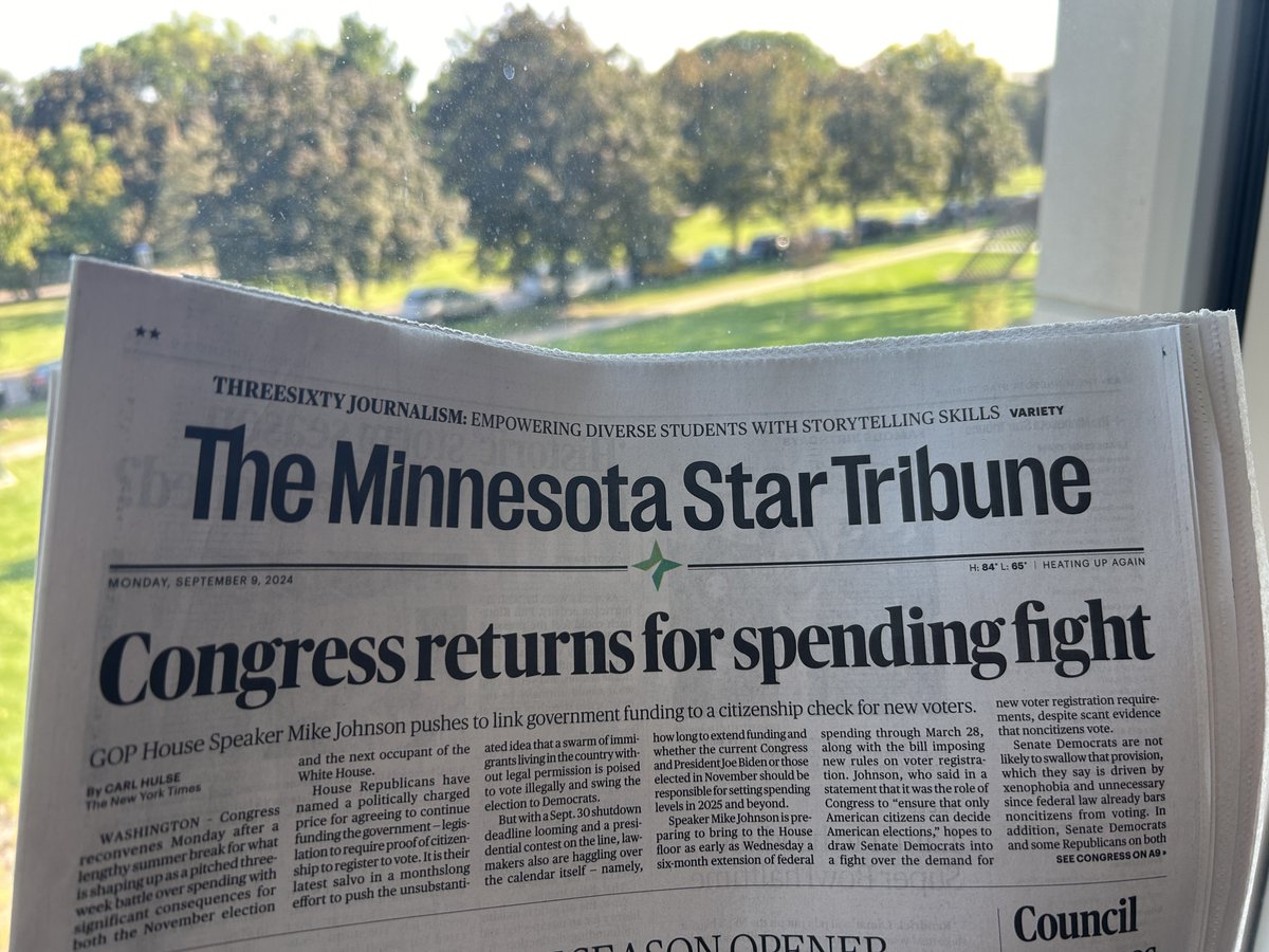 It's a beautiful morning to see more ThreeSixty student reporting in print! Thanks for the page one shoutout and publishing our work, <a href="/StarTribune/">The Minnesota Star Tribune</a>.