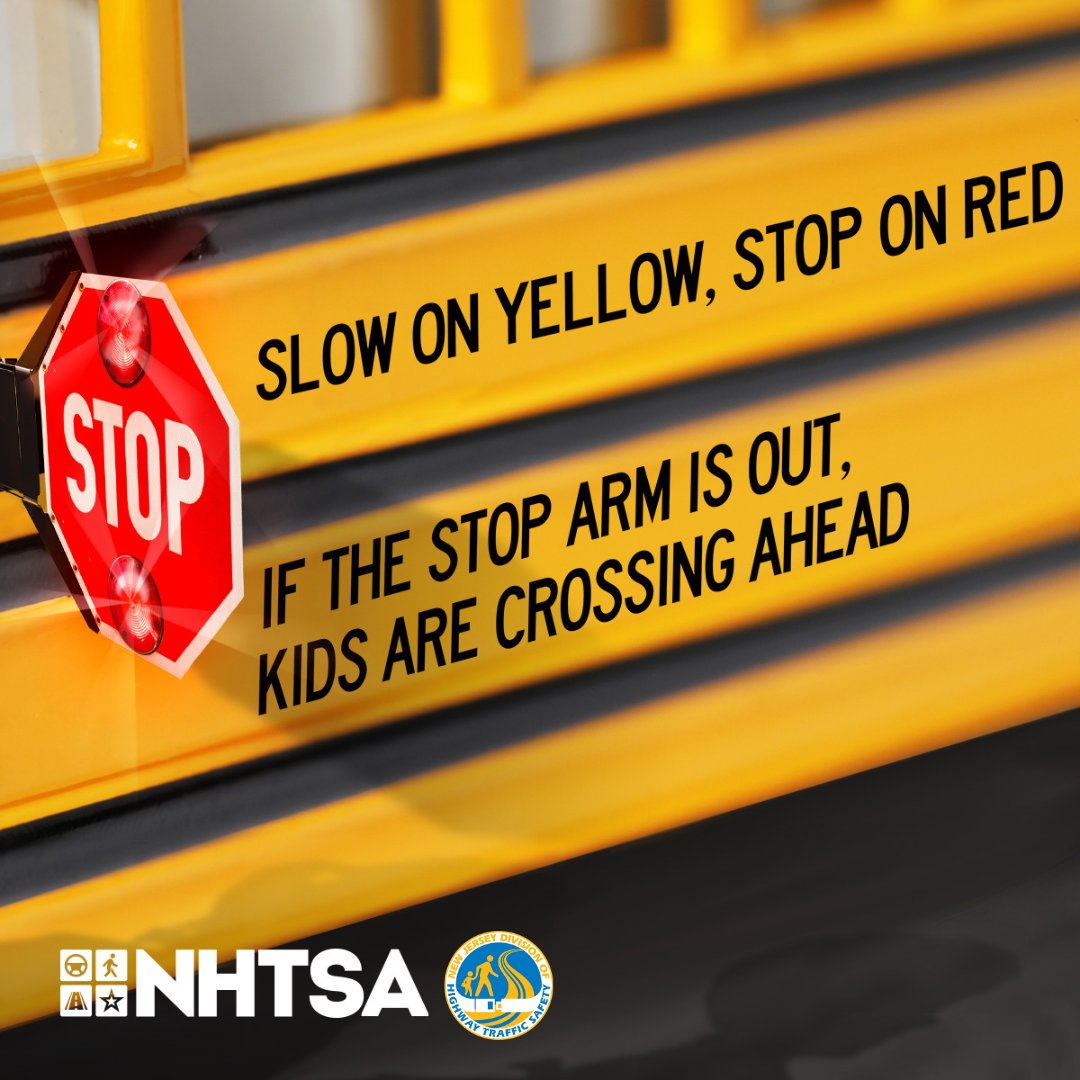 NJTrafficSafety's tweet image. As kids head back to school, let's ensure their safety this year. Here are some important reminders:

1. Stop for School Buses
2. Stay Alert
3. Maintain a safe distance 

#NJSafeRoads