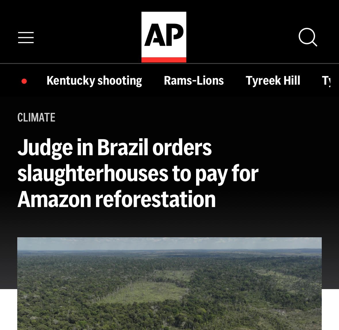 PaulHShapiro's tweet image. The #1 cause of deforestation is meat production.
apnews.com/article/brazil…