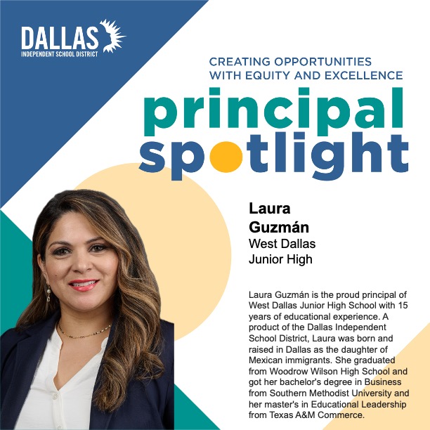 DallasISDSupt's tweet photo. Principal Guzman isn’t just a Dallas ISD principal, she’s a Dallas ISD graduate! https://t.co/G4P6z8OElV