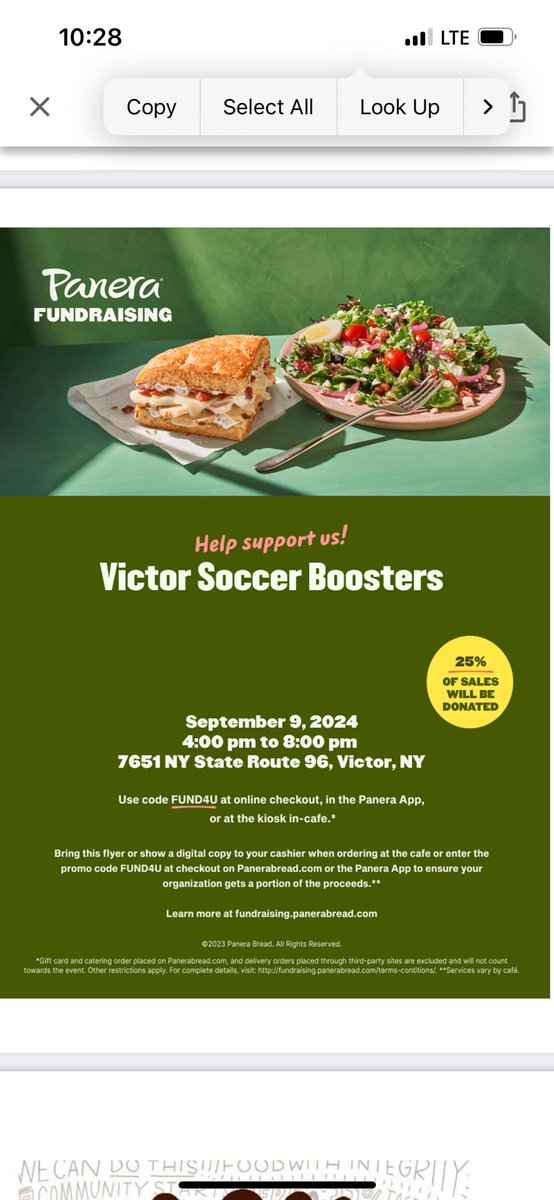 Come support the Victor boys and girls soccer programs tonight at Panera!! <a href="/VictorHS_Soccer/">Victor Soccer</a> <a href="/VictorSchools/">VictorCentralSchools</a>