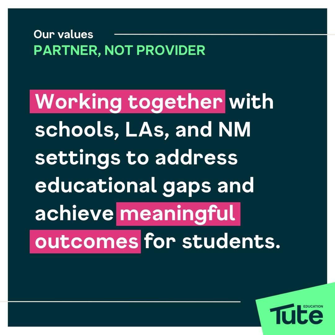 TuteEducation's tweet photo. We are Tute Education, the online education partner trusted by local authorities, schools, and non-mainstream settings. 🏫

As we step into this new chapter, we’re guided by the core values that have always defined us: putting quality first, keeping students at the heart of every decision, prioritising partnership over service, and championing inclusivity and equity for all. 💚

These values continue to drive our vision of an education system where any child, anywhere, can achieve their potential. 🚀 

#TuteEducation #TuteEvolution #OurValues #AlternativeProvision
