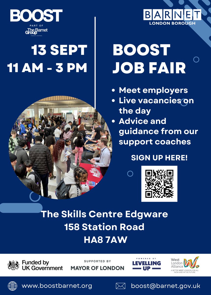 Join us at The Skills Centre Edgware this Friday, 13th September, for our Job Fair from 11 am-3 pm. Meet employers, explore opportunities, and get expert advice! Your dream job could be just a conversation away. Sign up now: forms.office.com/e/gqMdQ58g9J