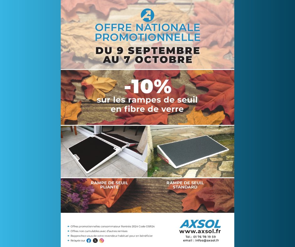 #Promo de rentrée #Axsol valable du 9 septembre au 7 octobre 2024.
#Accessibilité #PMR