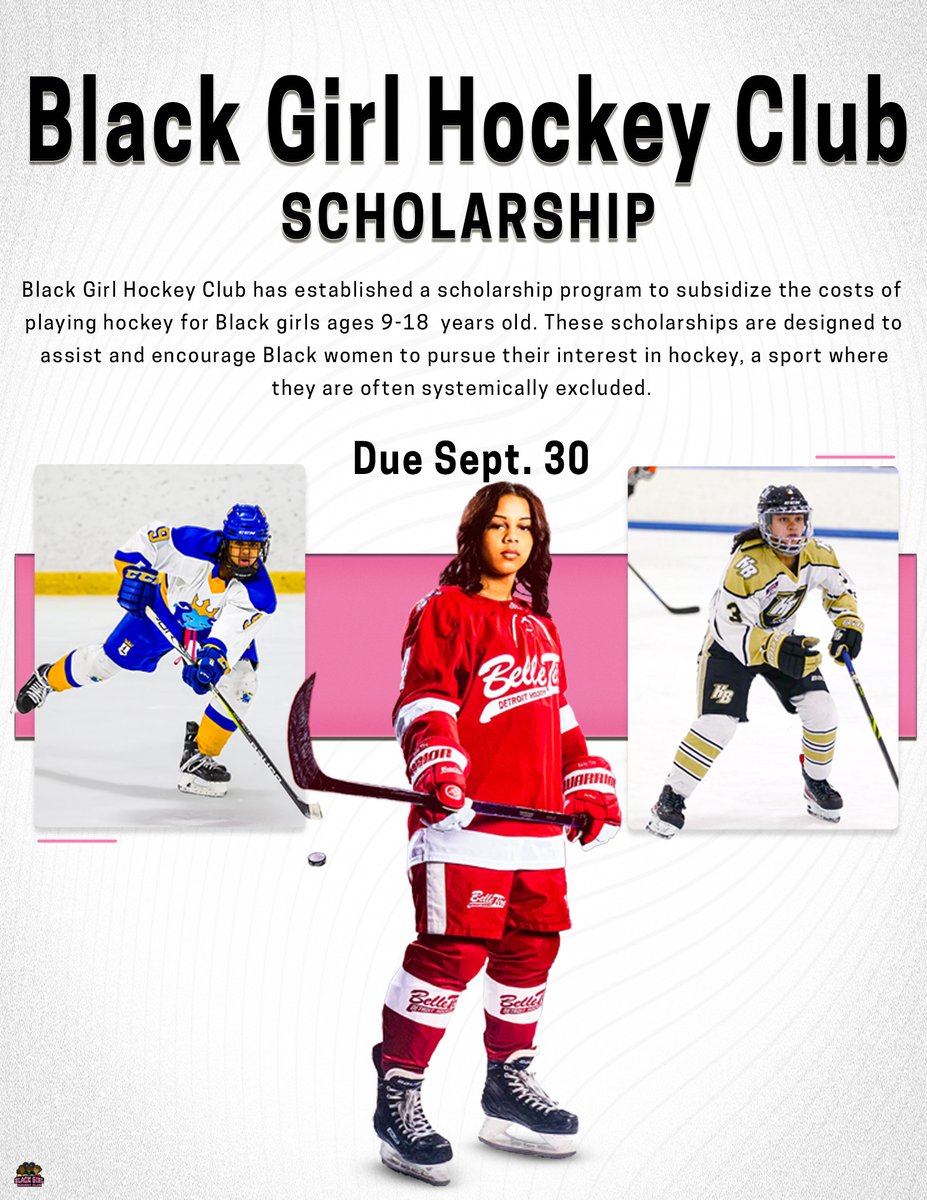 BlackGirlHockey's tweet photo. Good news! We've extended the deadline for the BGHC scholarship until September 30th! 

Apply, tell a friend, and spread the word!👉🏾 https://t.co/foSdXsogmu https://t.co/2qR7rtfdR3