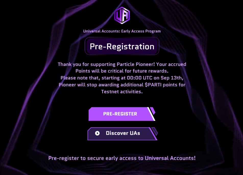 CryptoDuck (@cryptoduck_th) on Twitter photo สมัคร Early Access <a href="/ParticleNtwrk/">Particle Network</a>
เพื่อเตรียมใช้งาน Universal Accounts
👉 pioneer.particle.network/en/preRegistra…
:
ทั้งนี้หลังวันที่ 13 กันยายน ก็จะเป็นการสิ้นสุดการเก็บคะแนน $PARTI points ส่วนผู้ได้รับ waitlist ก็จะมีอีเมลทยอยส่งไปเรียกตัวให้เข้าไปใช้งาน mainnet
:
สำหรับ testnet ที่ผ่านมา สมัคร Early Access <a href="/ParticleNtwrk/">Particle Network</a>
เพื่อเตรียมใช้งาน Universal Accounts
👉 pioneer.particle.network/en/preRegistra…
:
ทั้งนี้หลังวันที่ 13 กันยายน ก็จะเป็นการสิ้นสุดการเก็บคะแนน $PARTI points ส่วนผู้ได้รับ waitlist ก็จะมีอีเมลทยอยส่งไปเรียกตัวให้เข้าไปใช้งาน mainnet
:
สำหรับ testnet ที่ผ่านมา