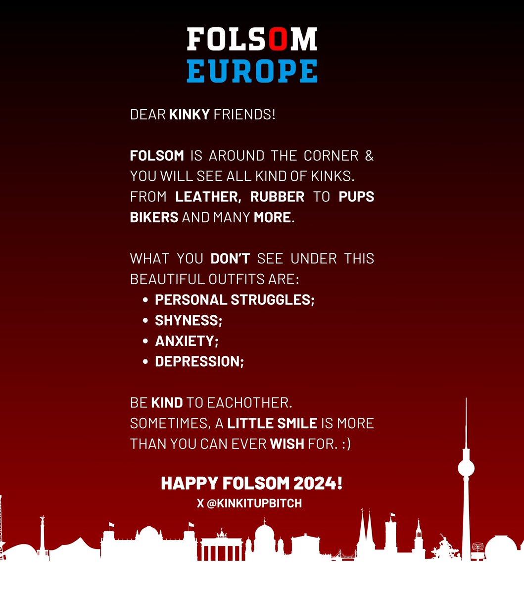 Little reminder, see you all at Folsom! ❤️ 
#folsom #folsomeurope #berlin