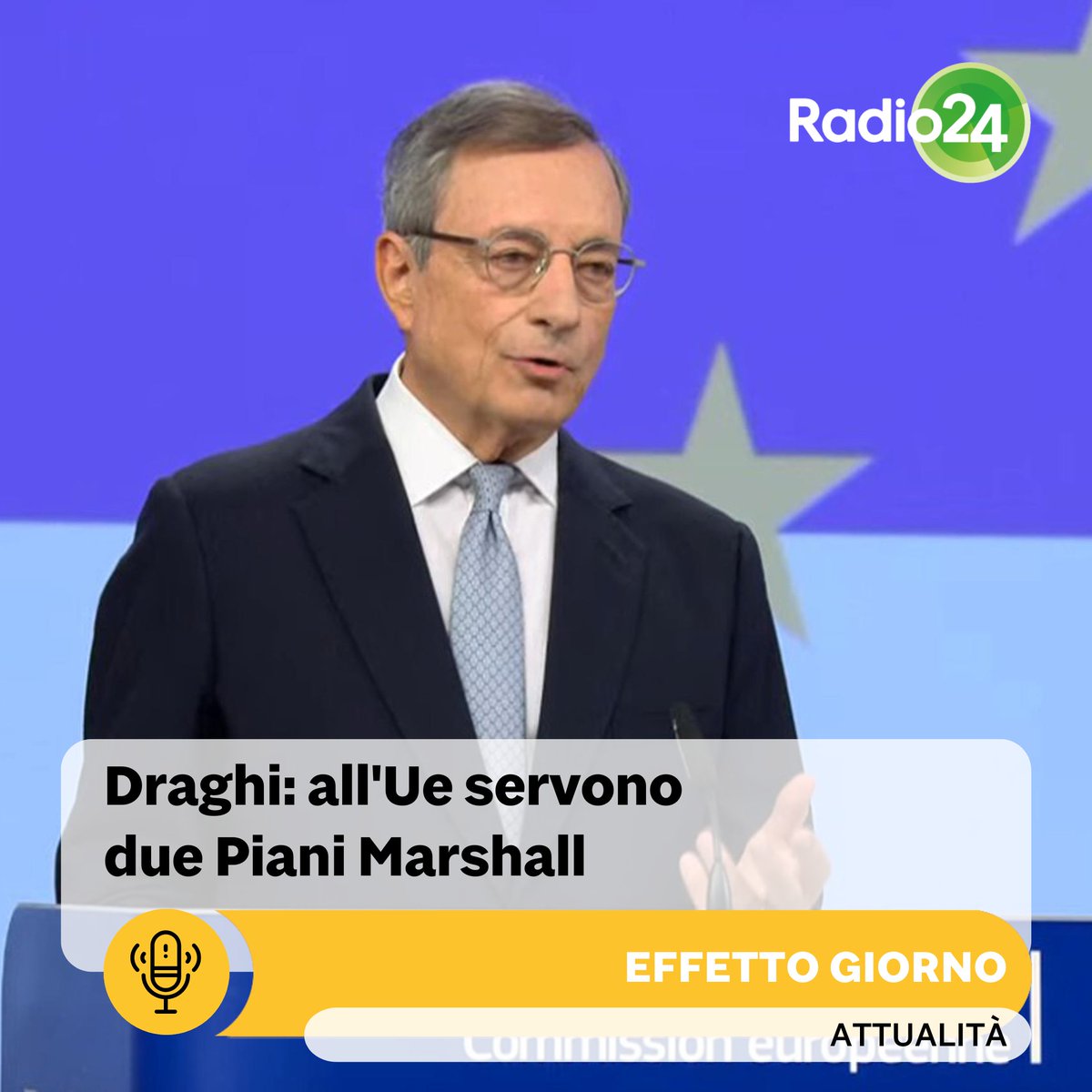 Radio24_news's tweet image. Nella puntata di Effetto giorno: 
✅ #Draghi presenta il suo piano per la ripartenza dell’#Europa: “Servono 800 miliardi”. 
✅ Aggressioni al policlinico di #Foggia: i #medici minacciano di fermarsi. 
Scopri di più: tinyurl.com/yf596rfw