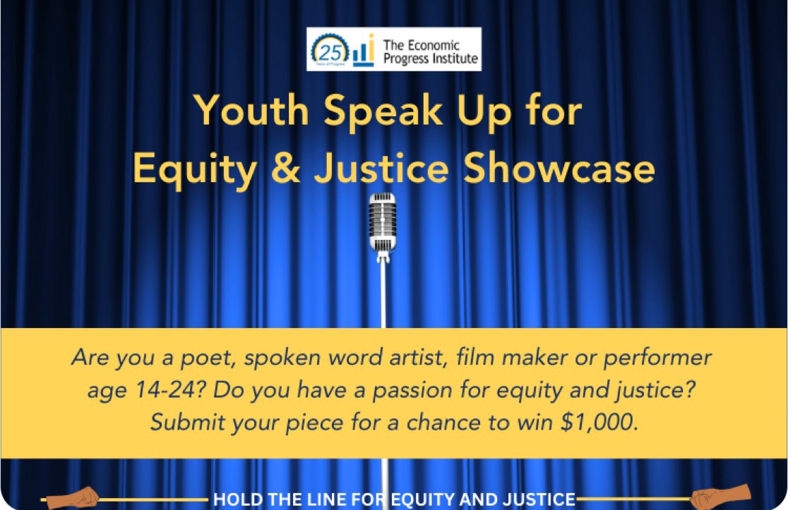 Weayonnoh Nelson-Davies (@weayonnoh) on Twitter photo Deadline for <a href="/EconProgressRI/">EconomicProgressRI</a> Youth Speak Up for Equity and Justice Showcase extended to Fri. Sept. 13th.
Submit for a chance to win a $1000 prize thanks to the generosity of the Muse Foundation RI.
economicprogressri.org/about/13-annuaโฆ Deadline for <a href="/EconProgressRI/">EconomicProgressRI</a> Youth Speak Up for Equity and Justice Showcase extended to Fri. Sept. 13th.
Submit for a chance to win a $1000 prize thanks to the generosity of the Muse Foundation RI.
economicprogressri.org/about/13-annuaโฆ
