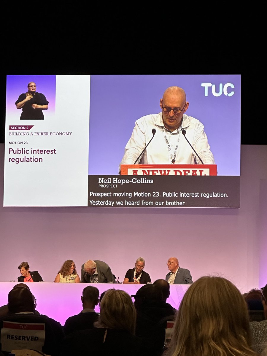 Sue Ferns (@fernssue) on Twitter photo Neil Hope Collins <a href="/ProspectUnion/">Prospect Union</a> calling for action to mend our broken regulatory system based on public interest not profit #TUC2024 Neil Hope Collins <a href="/ProspectUnion/">Prospect Union</a> calling for action to mend our broken regulatory system based on public interest not profit #TUC2024