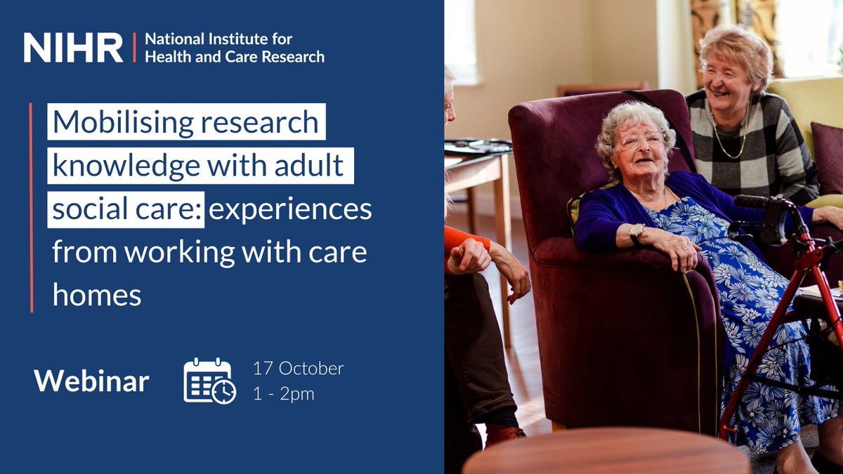 ❓ How can you mobilise research knowledge within adult social care?

💻 Register for our webinar to hear the experiences of Prof Claire Goodman, from working with care homes to potential challenges and practical tips for knowledge mobilisation. Sign up: gmg-lgcgroup.zoom.us/webinar/regist…