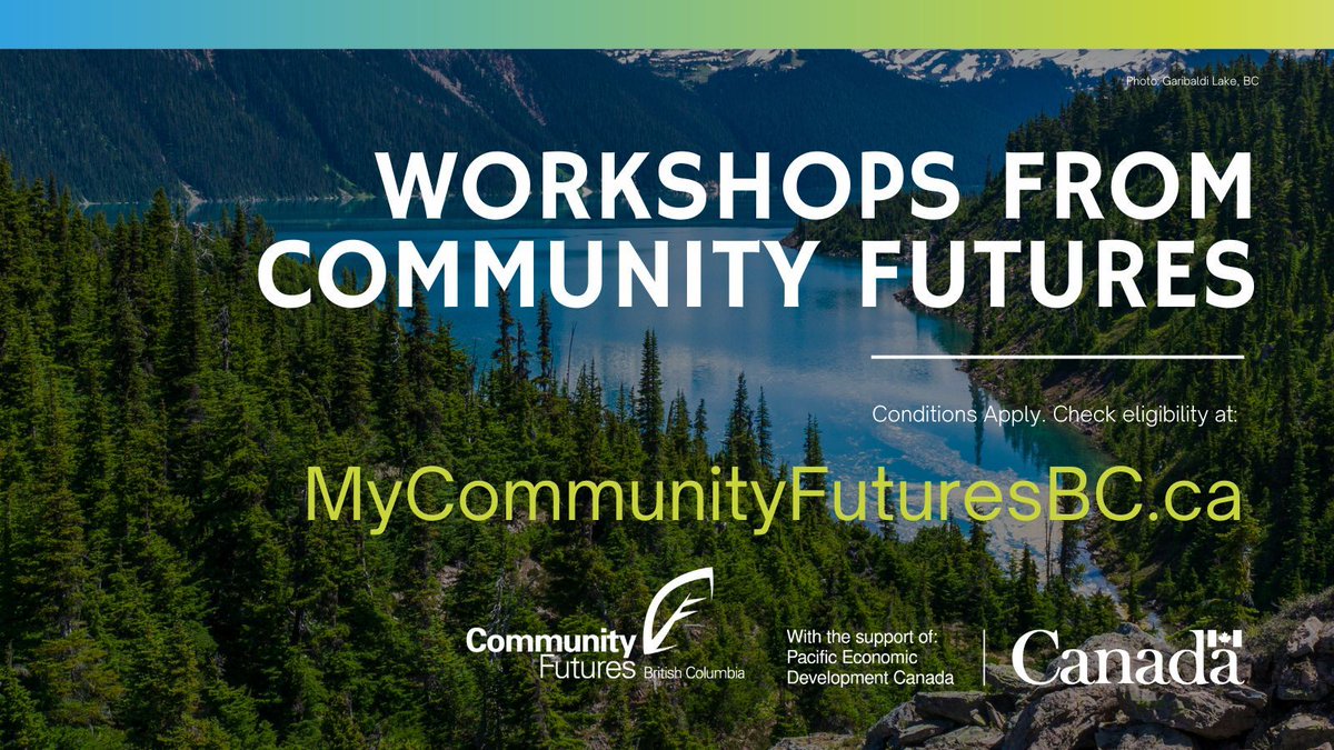 Comm_FuturesBC's tweet photo. Workshops from Community Futures
Strengthen and grow your business, startup or not-for-profit with Community Futures workshops. Free in most parts of BC! Check eligibility by creating an account at https://t.co/3AovXZZTkX
Funded by PacifiCan.
#myCommunityFutures #myCF #CFBC https://t.co/m4A2YAVggO