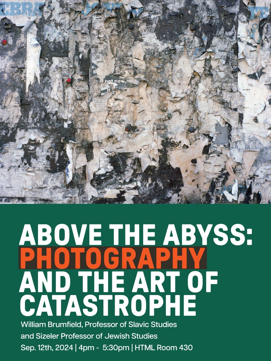 Join us for "Above the Abyss: Photography and the Art of Catastrophe," a thought-provoking event featuring William Brumfield, Professor of Slavic Studies. On Thursday, September 12th, 2024, from 4:00 pm to 5:30 pm in Room #430 at Howard-Tilton Memorial Library, Tulane University.