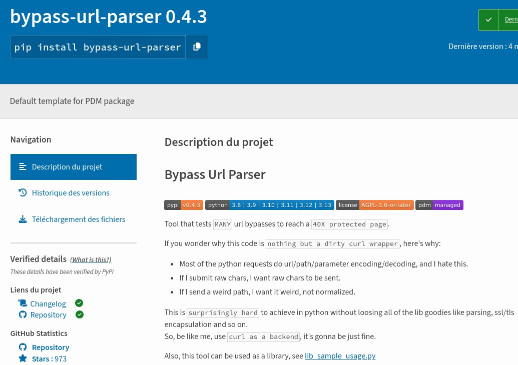 TheLaluka's tweet photo. New Release: bypass-url-parser==0.4.3 !

- Json mode &amp; @orange_8361 new work added by @jtop_fap 🍊
- Regression &amp; Install tests, packages, releases by @DugnyG &amp; I ! 🌹

Happy scans! 😘

https://t.co/NRtfyzjrFm https://t.co/Q7C53eUPYA