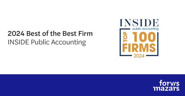 JeffRonsseCPA's tweet photo. .@ForvisMazarsUS is a 2024 Best of the Best firm! This exclusive list is compiled by @ipainsider editors using an independent analysis of 35 business metrics, from growth rates to governance policies. Learn more. https://t.co/yREafLC9W7 https://t.co/JufGvyJZms