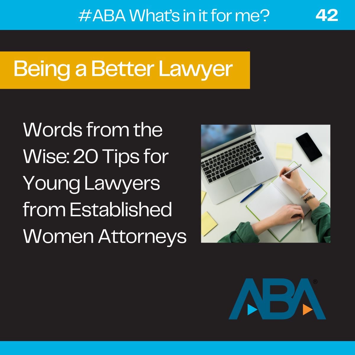 Elizabeth Timkovich shares advice from established women attorneys for younger lawyers — about growing your network, getting outside your comfort zone, and finding passion in your work. Check it out here: ambar.org/4voqufgq