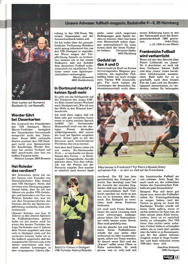 kicker_fuma's tweet photo. "Leserforum"
(Aus: Fuma Oktober 1986)
#fuma #fussballmagazin #schumacher #rummenigge #hoeneß #aumann #werder #roleder #bvb #nationalmannschaft #frankreich https://t.co/IOGohTWuxE