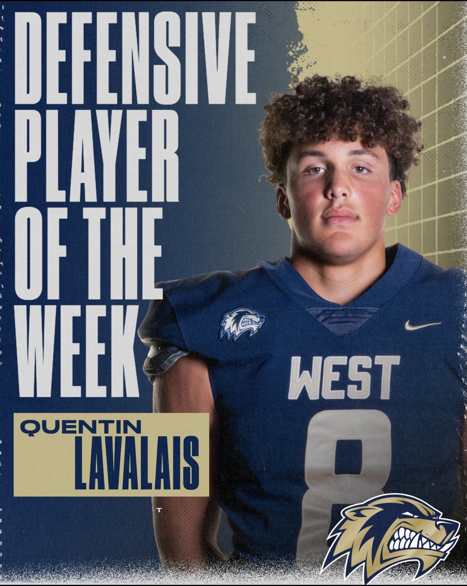 Wolverine Football (@bville_west_fb) on Twitter photo Our Defensive POTW is <a href="/LavalaisQuentin/">Quentin Lavalais</a> with 9 solo tackles and 7 assists, also one tackle for loss! Our Defensive POTW is <a href="/LavalaisQuentin/">Quentin Lavalais</a> with 9 solo tackles and 7 assists, also one tackle for loss!