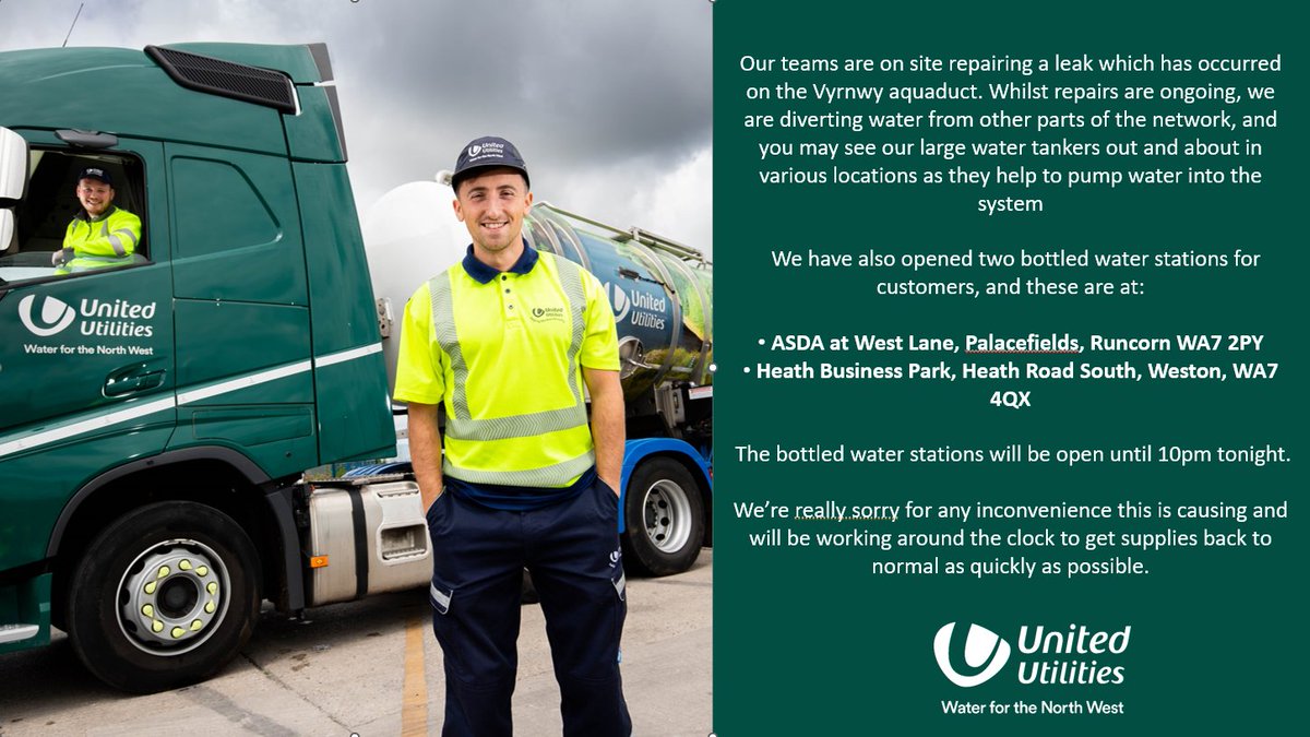 United Utilities (@unitedutilities) on Twitter photo We're aware that some customers in the #Runcorn area are experiencing low pressure. The latest update can be found here: unitedutilities.com/.../up-my.../w… We're aware that some customers in the #Runcorn area are experiencing low pressure. The latest update can be found here: unitedutilities.com/.../up-my.../w…