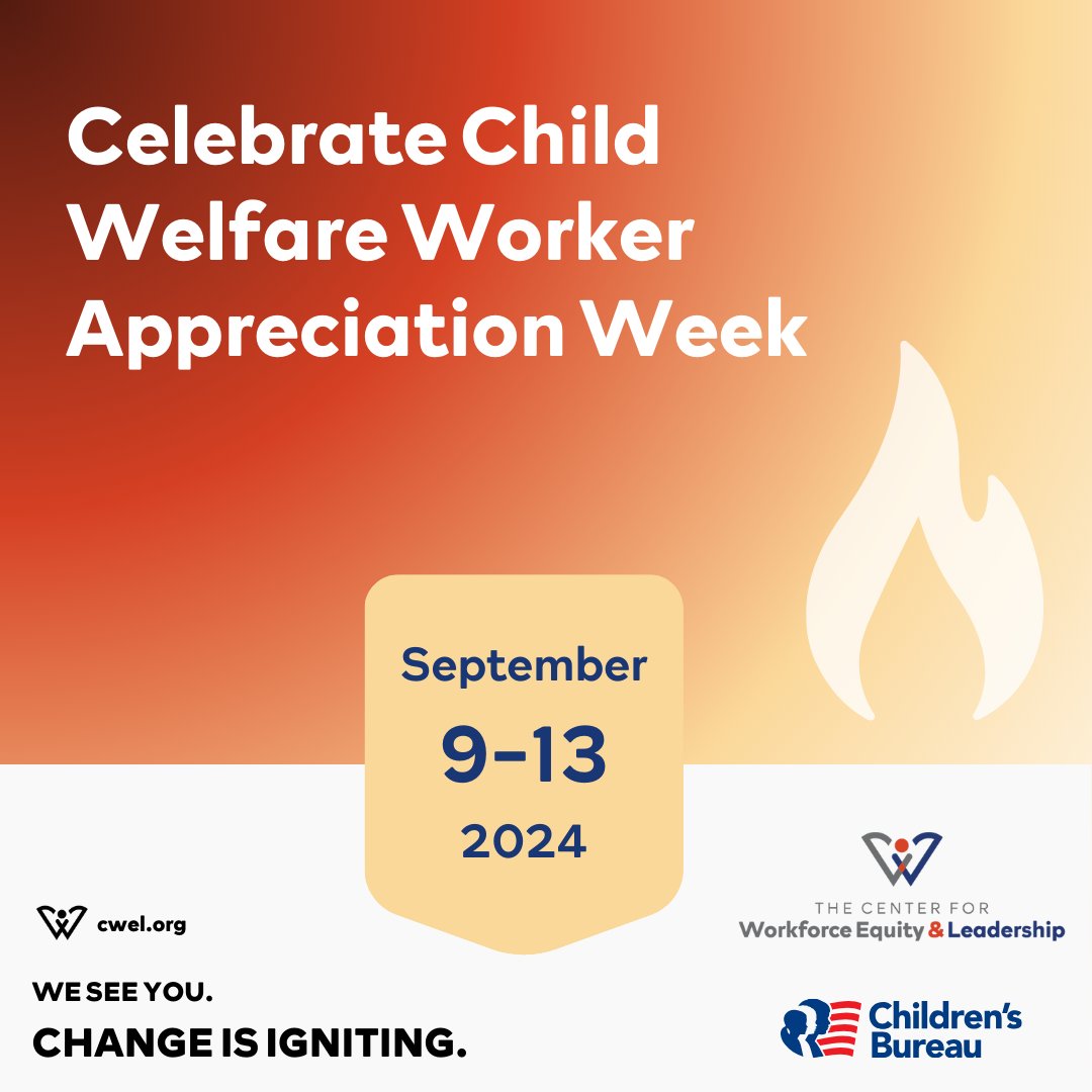 cal_trin's tweet image. Today kicks off Child Welfare Worker Appreciation Week! 🎉 

Join @theCWEL, Children&apos;s Bureau, &amp;amp; CalTrin to #SparkAppreciation for child welfare professionals who are dedicated to building and sustaining a climate where children and families thrive. 🌟💙 

As we celebrate the…