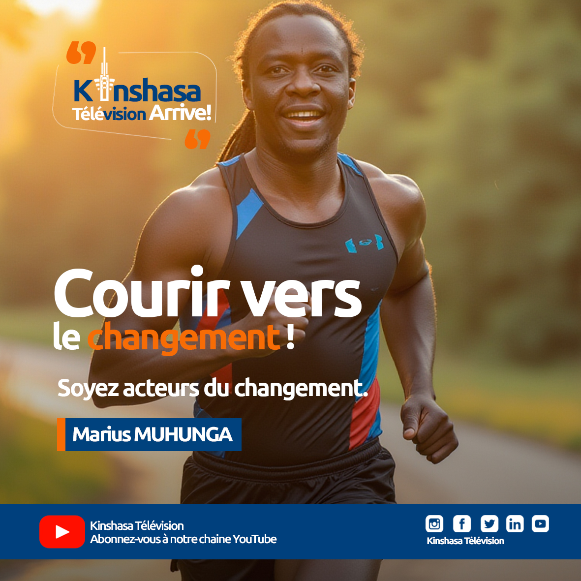 🏃 Courir vers le changement !🏅

Que ce soit sur un plateau de télé, en cuisine ou sur la piste, Marius repousse constamment les limites et inspire les autres à poursuivre leurs rêves et leurs objectifs. 🚀

👉 Abonnez-vous à la chaîne YouTube "Kinshasa  cutt.ly/TeEy4NUE