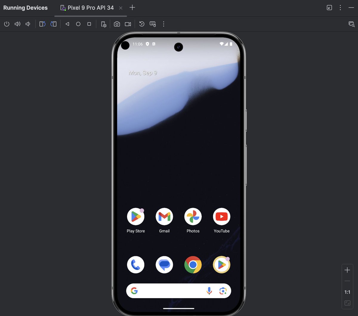 canerkaseler's tweet image. Hey @androidstudio there is a bug about Pixel 9 Pro and Pixel 9 Pro XL emulators 🐌 When I run them, I can see extra camera dark circle on top-left corner of the emulators. You can see screenshots below 📷 #AndroidDevs #androiddevelopment