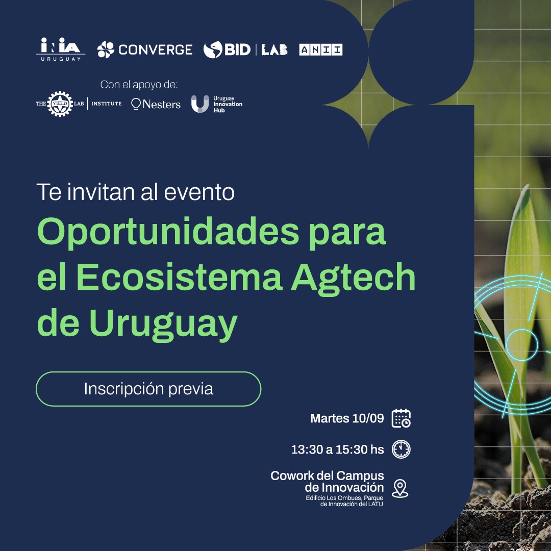 NestersTech's tweet image. 🚀 El equipo de The Yield Lab LATAM y Nesters llega a Montevideo para potenciar el ecosistema Agtech uruguayo. Participaremos en el lanzamiento de Cubo Itaú Uruguay, reuniones con productores, la expo Rural del Prado y más.

¡Inscríbete al evento! 👉 lnkd.in/erXq3kq7