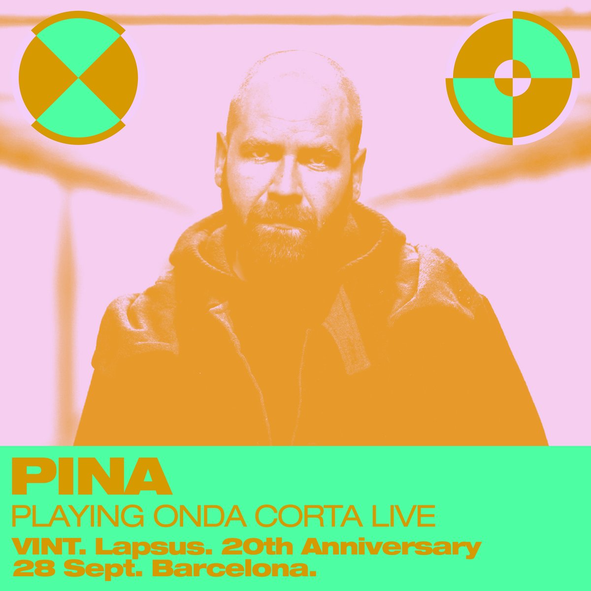 Pina, figura clave en el underground electrónico de Barcelona desde finales de los 90, interpretará en su totalidad su aclamado 'Onda Corta' (2011) en VINT. Preparaos para ritmos lentos y contundentes, distorsión y acid burbujeante.

🚧 Más info &amp; tickets: link.dice.fm/Q73648830dbf