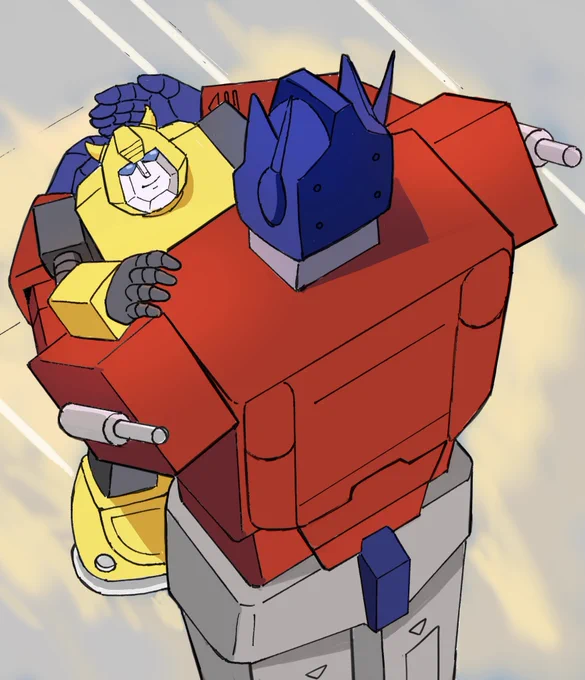 以前に描いたコンボイとバンブル #みんなのバンブルビーが見たい #Transformers 
