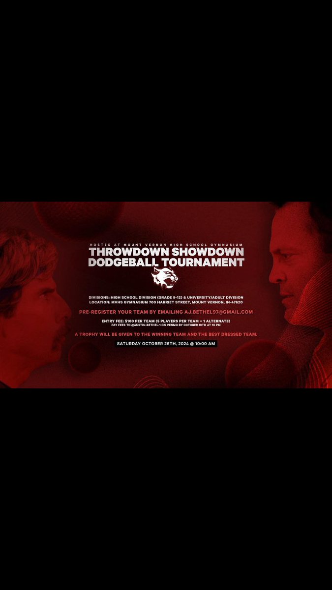 IT'S BACK!!! 

PAWS Booster Club is hosting a High School/College/Adult Dodgeball Tournament Open to everyone - get your teams together come have some fun - trophy for winner and "Best Dressed" teams 🙂  

SHARE TO HELP GET THE WORD OUT! #weareMV #OneTeamOneFamily