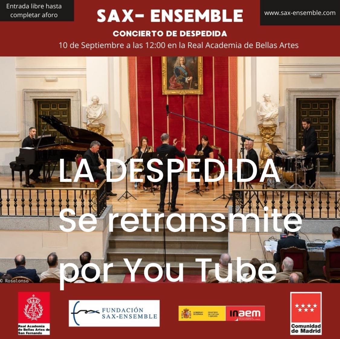 saxensemble's tweet photo. SAX-ENSEMBLE, LA DESPEDIDA- LINK CONCIERTO - https://t.co/ivTWzgVRKJ https://t.co/DLsO1bIWCF