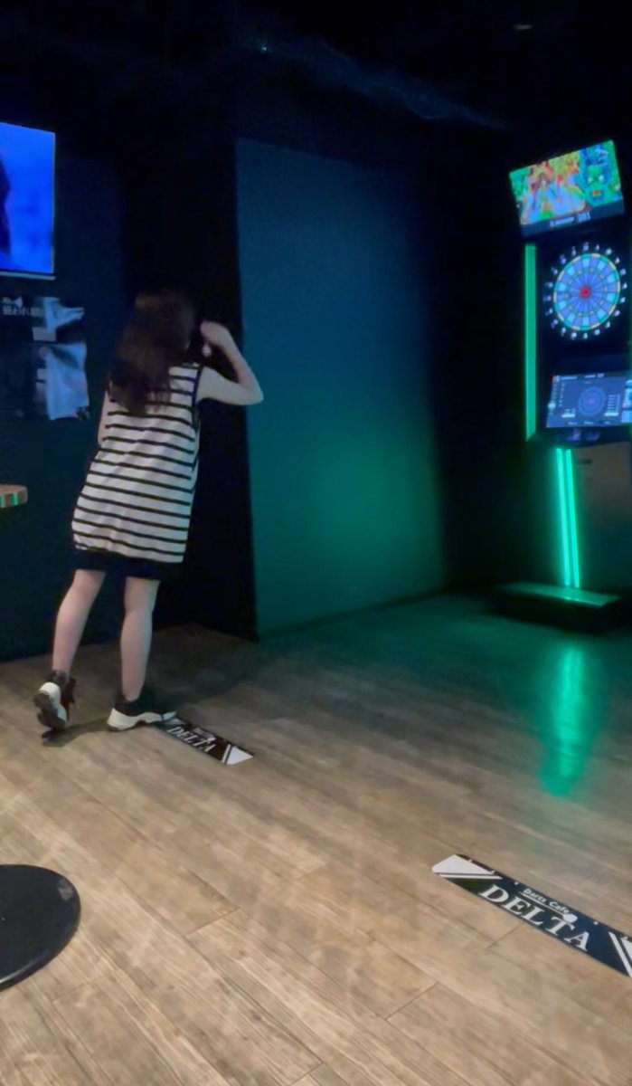 今日のダーツ🎯全然打てなくてレーティングさがった😔けどはじめての店舗で楽しかったのでよし！