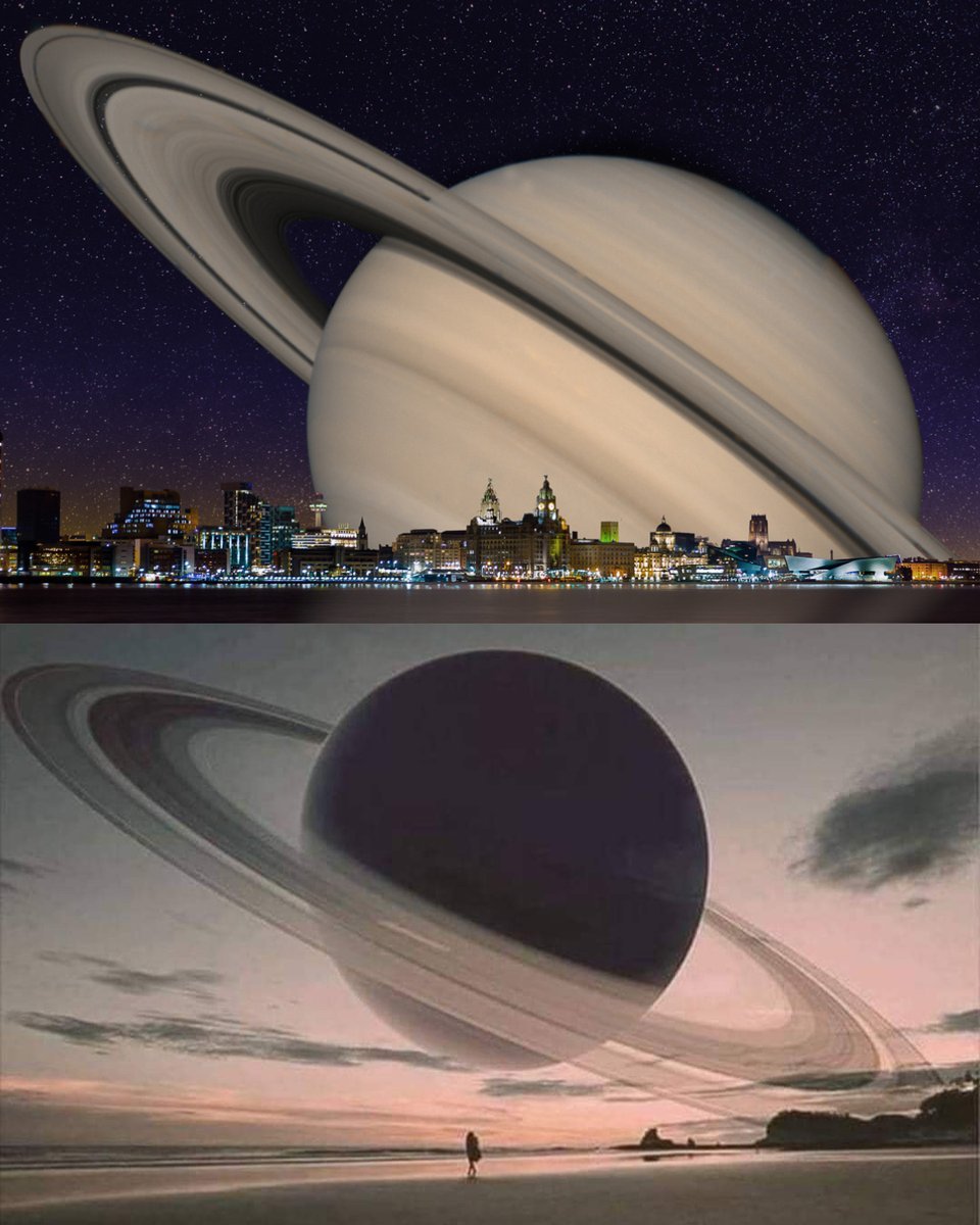 5. Si Saturno estuviera tan cerca de la Tierra como la Luna, éste sería su aspecto: