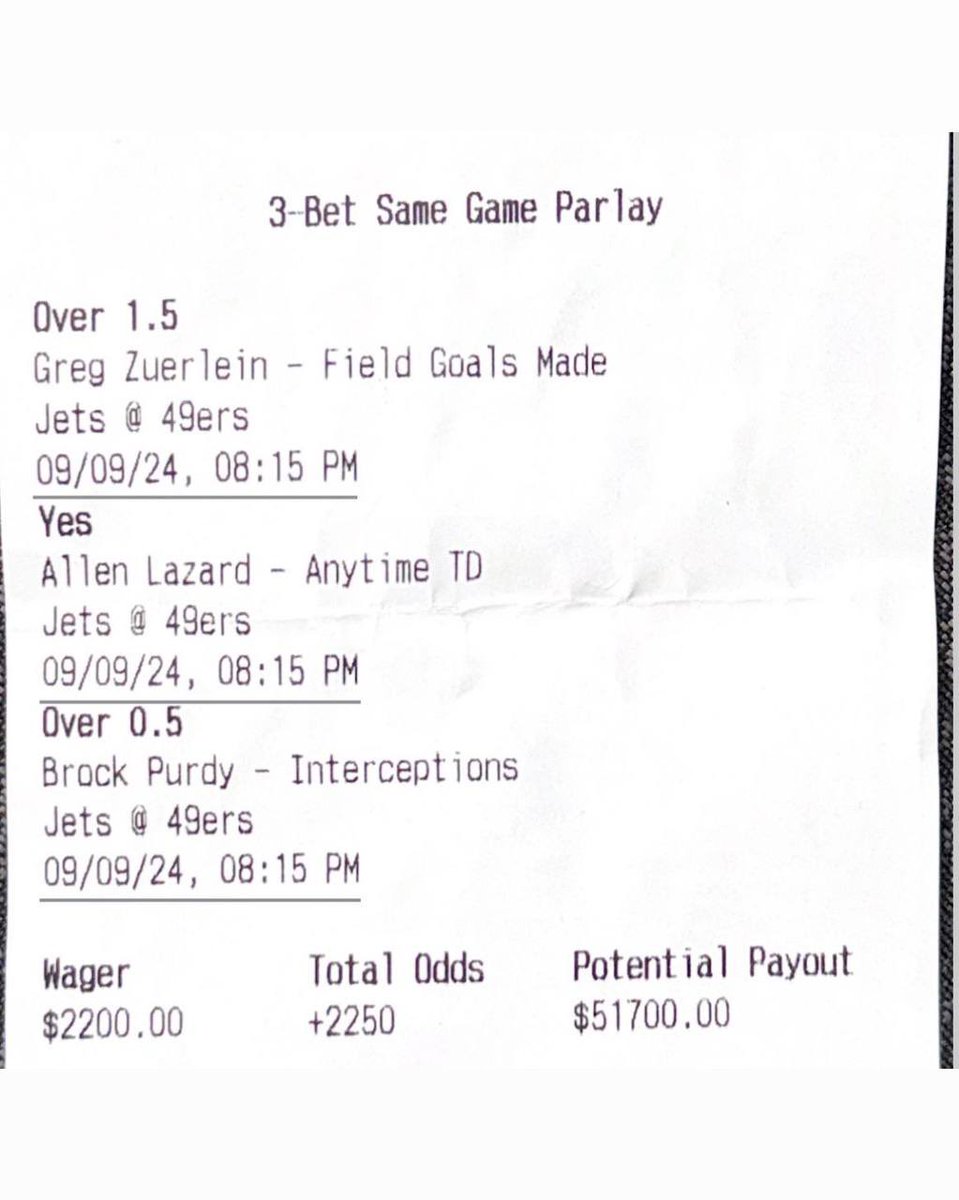 MattyBetss's tweet photo. $2.2k to win $52k #MNF Parlay 💰🤑

$1k (in total giveaways) to 10 people that like ❤️ this post and RETWEET

*Must be FOLLOWING ‼️ https://t.co/VILjwaxuHj