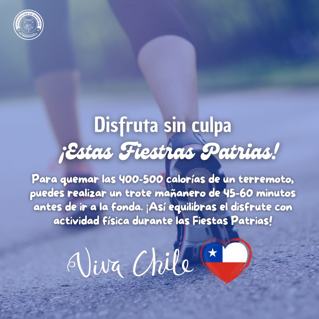 #TipsDel18 
La recomendación siempre es a la moderación en el consumo de este tipo de bebidas dieciocheras 🇨🇱. 
Compartimos información de las calorías que contiene un vaso de terremoto 🍹y lo que puedes hacer entrenando para ayudarte a mantener tu condición física 💪🏻en este 18 .